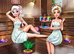 Princesa Elsa e Rapunzel na Sauna